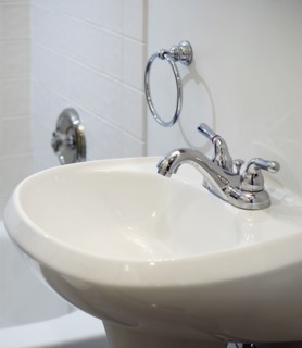 Small white pedestal sink