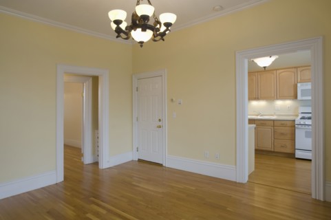 Empty room in apartment with hardwood floor