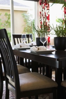 Place settings on traditional dining table