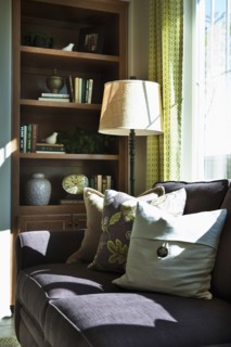 Throw pillows on sofa in living room
