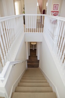 High angle view of stairs with railings at home