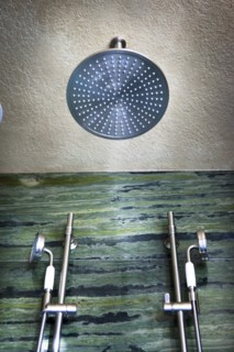 Directly below shot of shower head at home