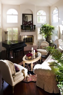 Seating furniture with piano in the living room at home
