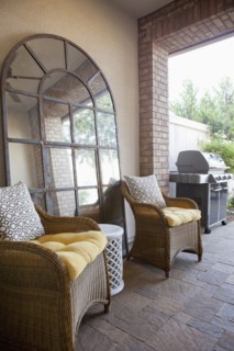 View of sitting area with barbecue at patio