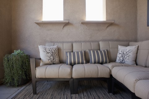 Sectional sofa in living room at home