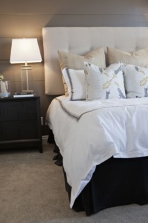 Arranged bed in contemporary bedroom