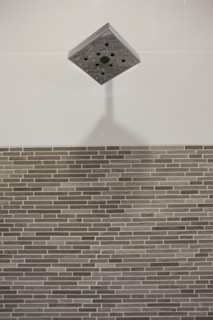 Shower head in domestic bathroom