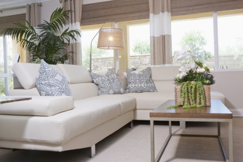 Sectional sofa and coffee table in living room