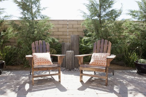 Armrest chairs on outdoor patio