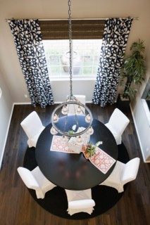 High angle view of dining room