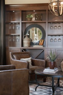 Leather arm chairs in living room