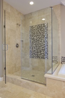 Glass shower cubicle in domestic room