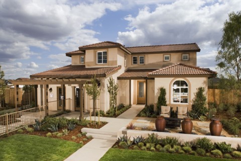 Walkway leading to front entrance of traditional home