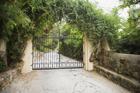 Large closed wrought iron gate