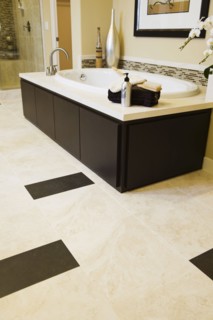 Bathtub in contemporary bathroom