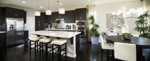 Contemporary kitchen and dining area
