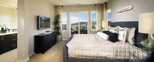 Master bedroom with doorway to master bath
