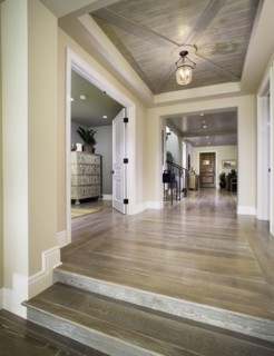 Steps leading up to hallway in contemporary home