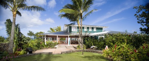 Rear exterior contemporary colonial home