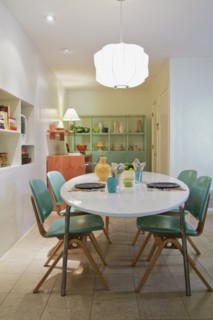 Retro style dining table in contemporary home