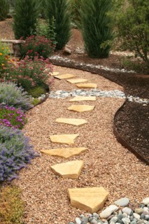 Stone path through garden