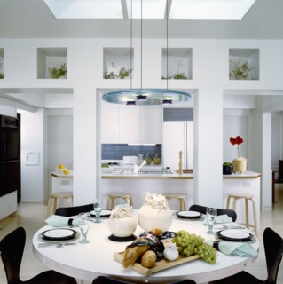 Interior of traditional kitchen with dining table