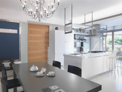 Modern minimalist dining room and kitchen