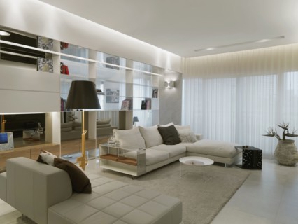 Modern living room with leather furniture
