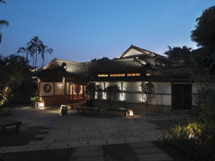 Front of colonial japanese building at dusk