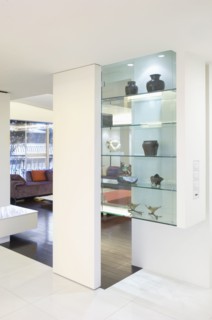 Glass display case in modern home
