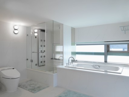 Large white modern bathroom