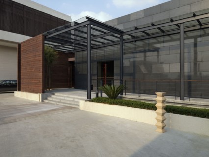 Front entrance with glass double doors