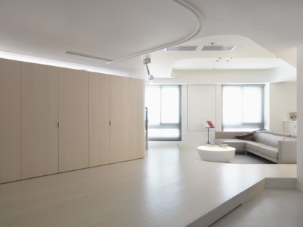 Light colored spacious modern living room