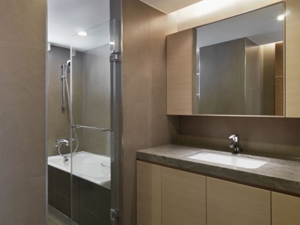 Modern bathroom with glass shower