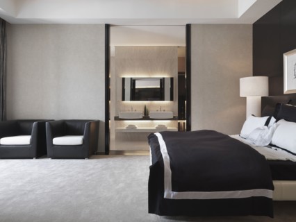Black and white modern master bedroom