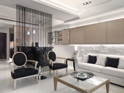 Black and white modern living room