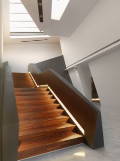 Base of modern staircase