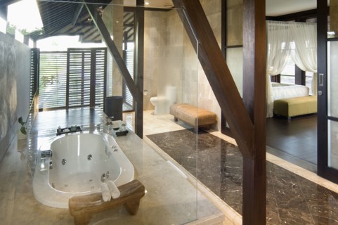 Marble master bath with hot tub
