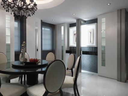 Elegant dining room with circular dining table