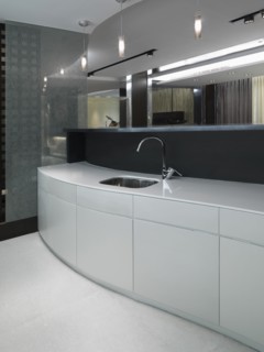 Modern wet bar with pendant lights