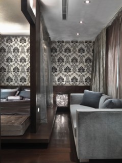 Detail sitting area in master bedroom