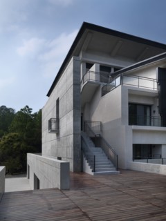 Detail hardwood patio and staircase
