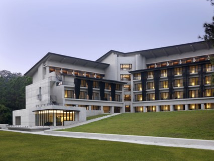 Front exterior modern apartment complex