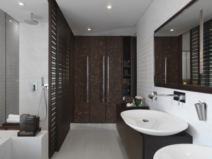 Modern bathroom with bowl sink