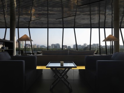 Modern city area with view of city skyline