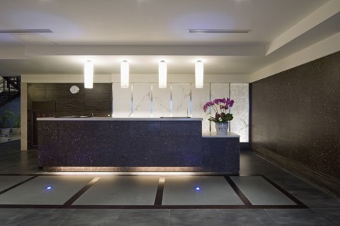 Reception desk in lobby