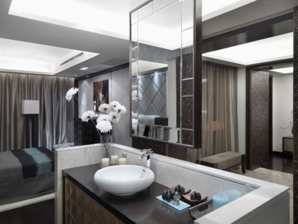 Detail bowl sink and floating mirror