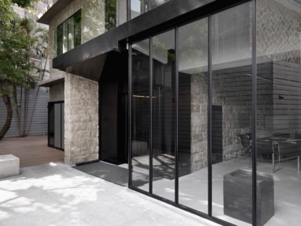 Exterior modern office with floor to ceiling windows