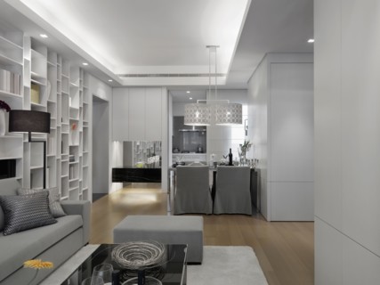 Modern interior with silver furniture