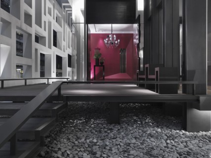 Patio outside modern building